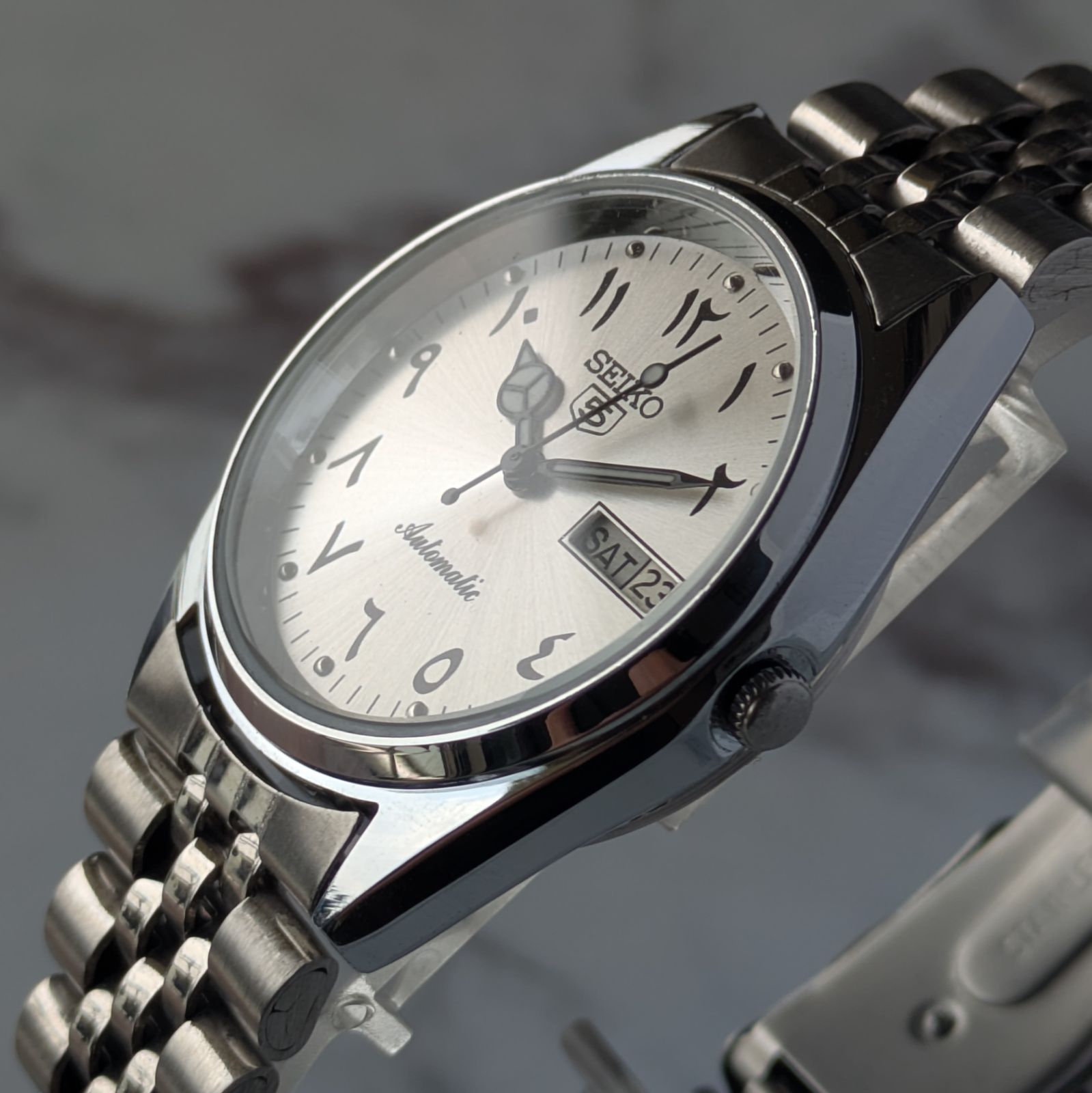 稼働品 SEIKO セイコー5 自動巻き 80s ヴィンテージ シルバー文字盤