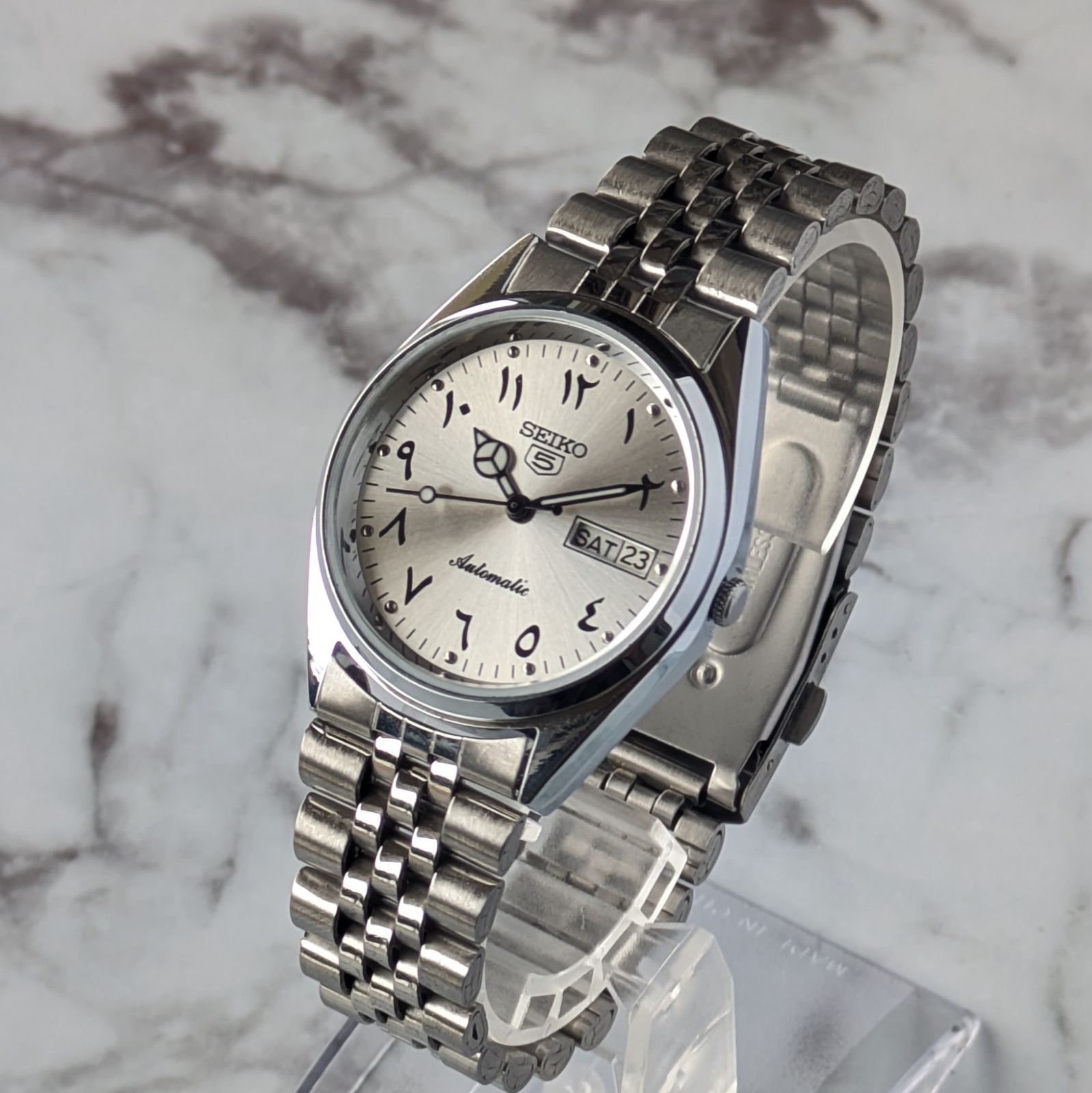 稼働品 SEIKO セイコー5 自動巻き 80s ヴィンテージ シルバー文字盤