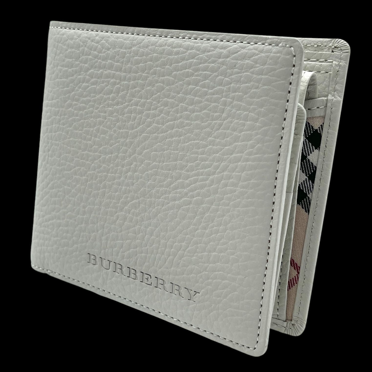 BURBERRY レザー 二つ折り財布 ノバチェック ホワイト 美品 BURBERRY バーバリー 二つ折り財布 コインケース お札入れ