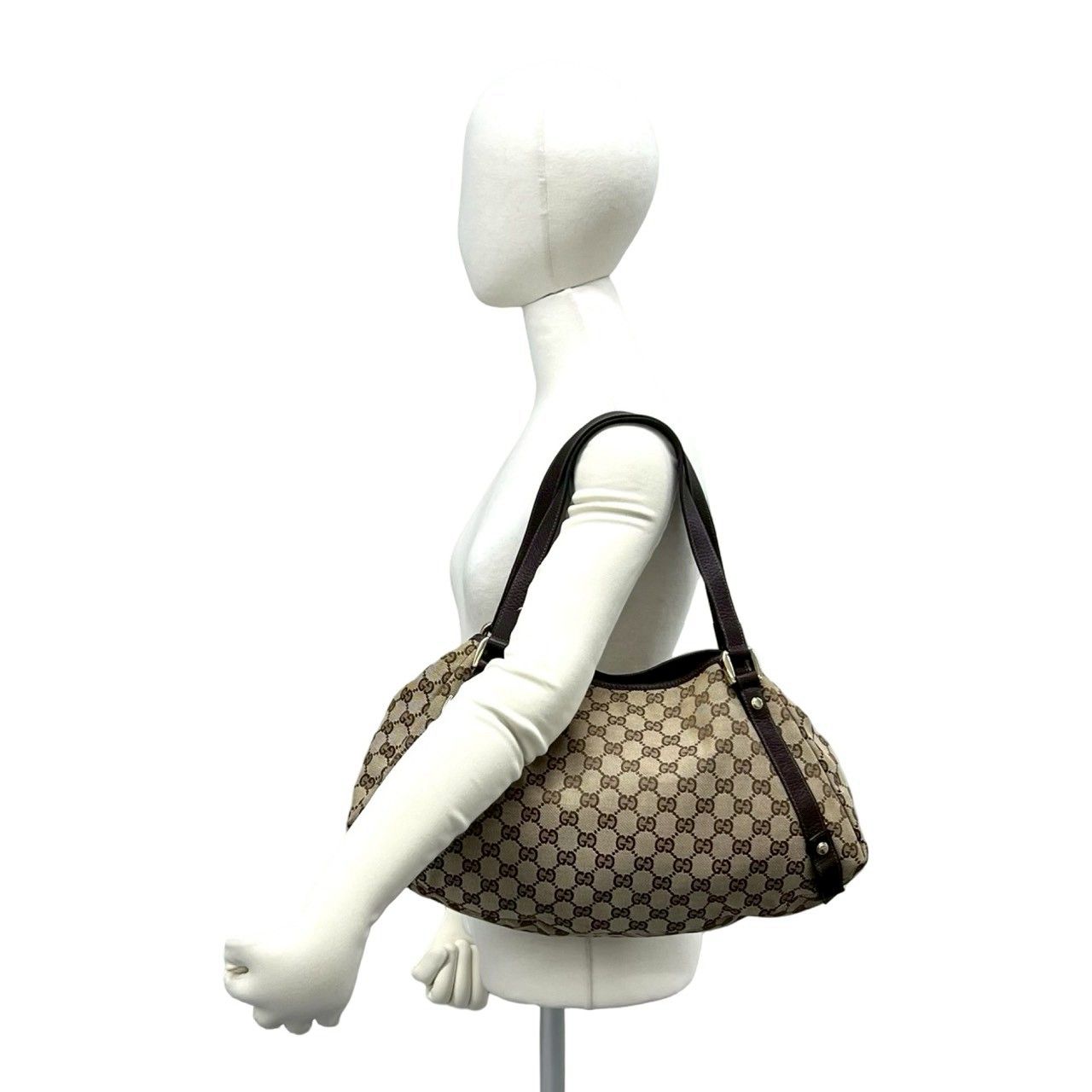 極 美品 GUCCI グッチ アビー GG キャンバス レザー 本革 トートバッグ 