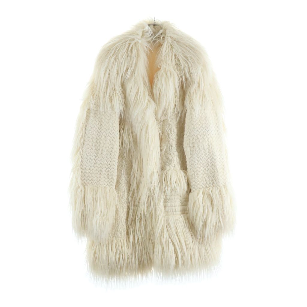 レディース Stella McCartney 毛皮風ウールコート 白と黒