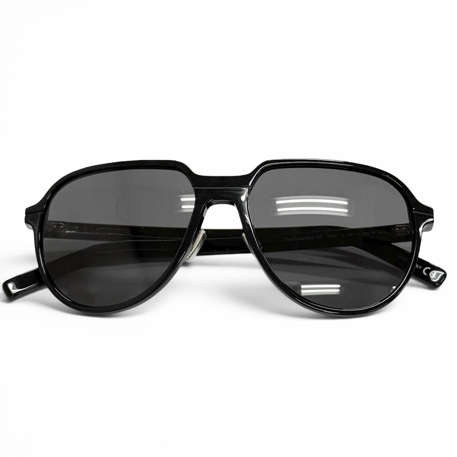 良品△DIOR ディオール Dior Essential AF CDロゴ サングラス アイウエア ブラック レンズ：グレー 58□17 150 イタリア製 メンズ