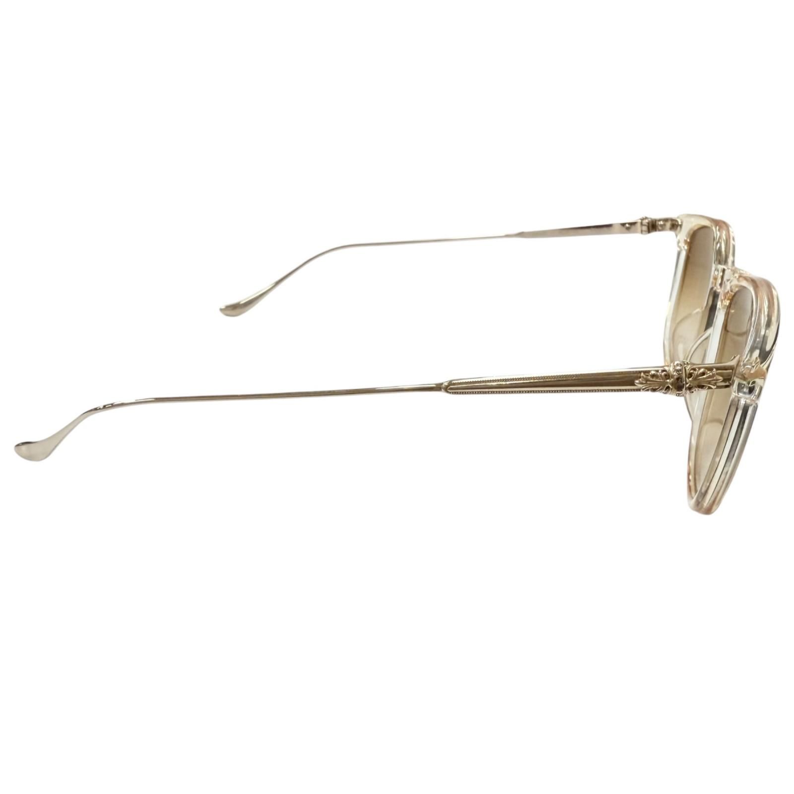 美品□CHROME HEARTS クロムハーツ PLUCK フローラル サングラス クリスタル ゴールド ブラウンレンズ 49□20-145 日本製 メンズ 美品□CHROME HEARTS クロムハーツ PLUCK フローラル サングラス