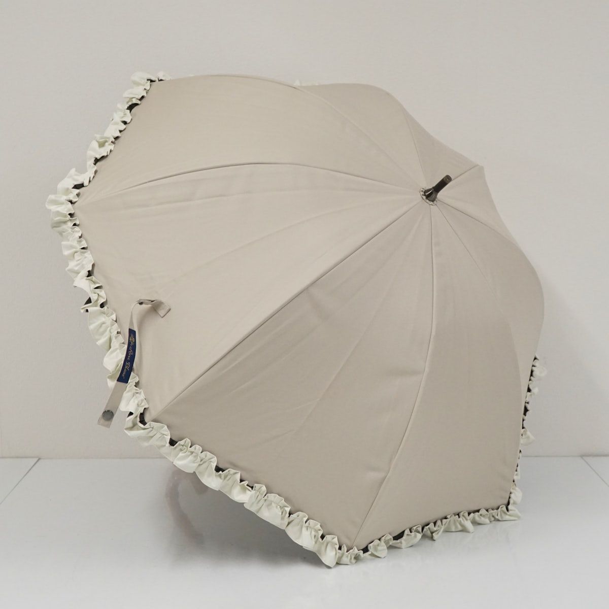 芦屋ロサブラン グレージュ1度使用のみ サンバリア 日傘 芦屋ロサブラン 完全遮光日傘 USED美品 グレージュ アイボリー