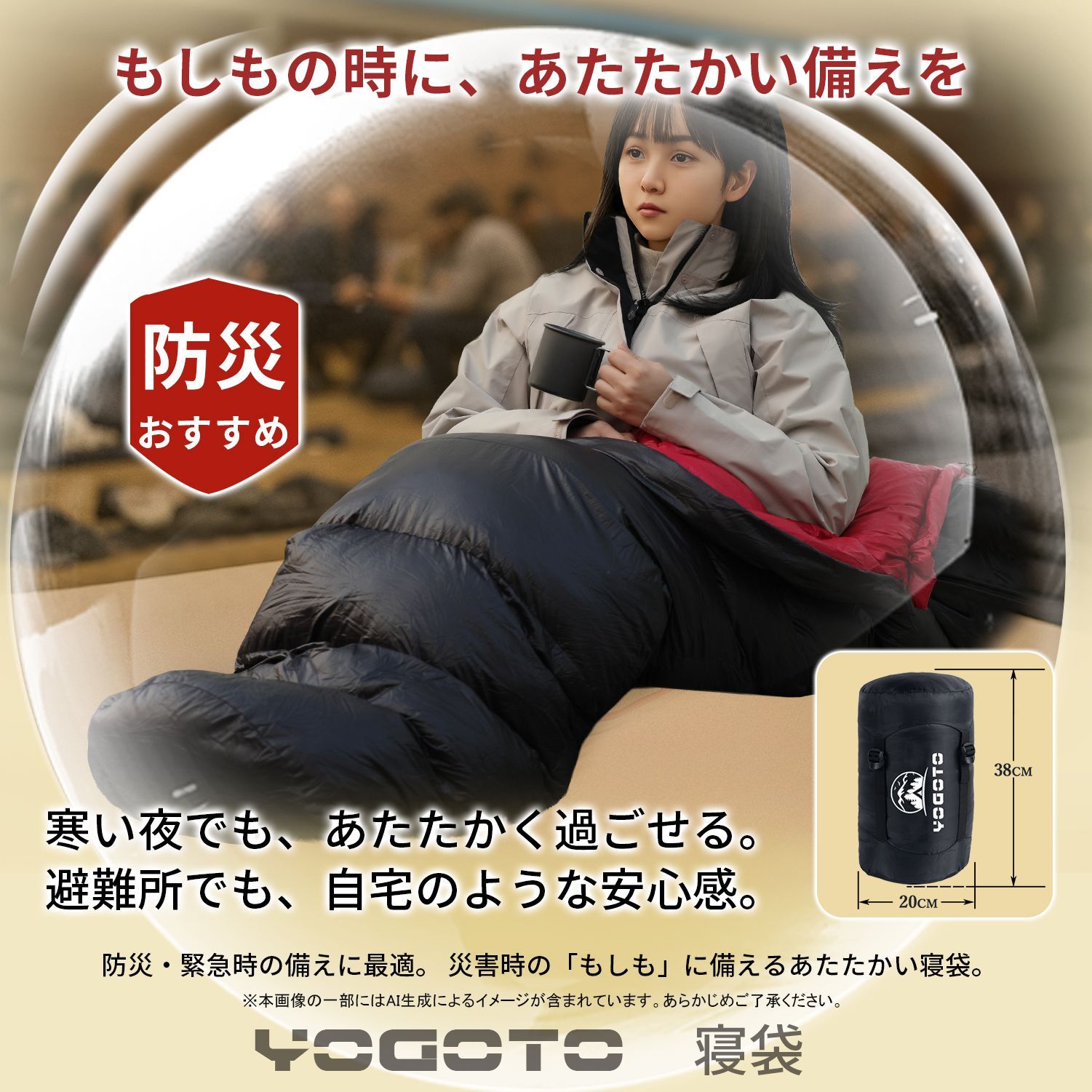YOGOTO 寝袋 冬用 ダウン寝袋 シュラフ 650FP 1000gダウン マミー型