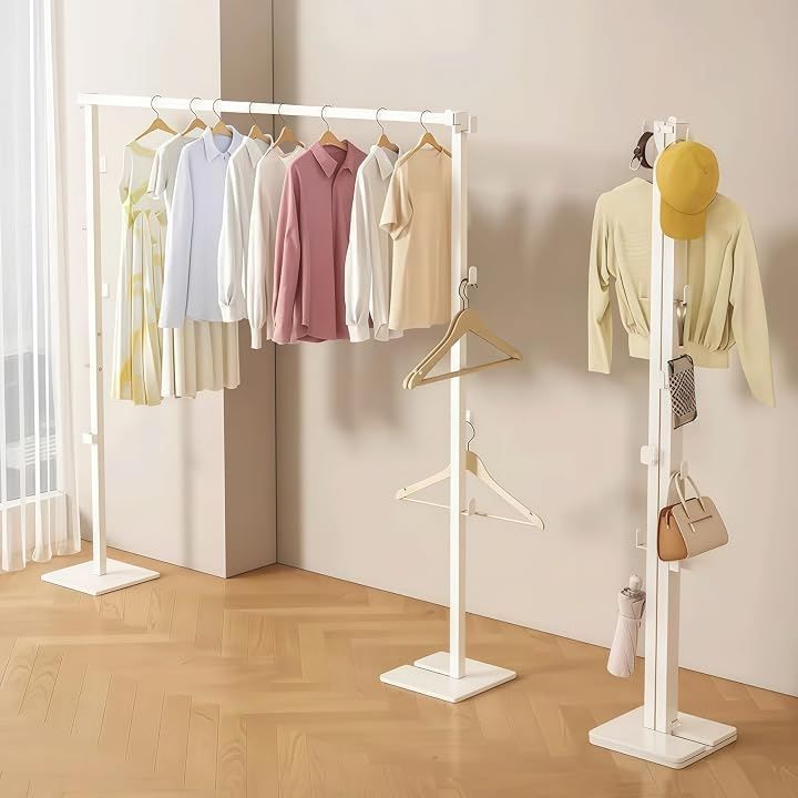 DODOSOSO 室内物干しスタンド 折り畳み 1台3役 伸縮式 3ステップ展開 - ポールハンガー 分割可能 ハンガーラック コンパクトに収納できる 部屋干し (ホワイト, 幅80-158cm（伸縮）) 8,496円