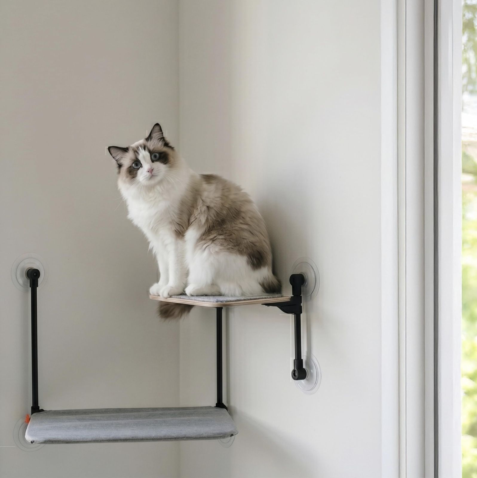 【吸盤6個・耐荷重20kg】猫 窓 ハンモック 折りたたみ式 モジュール拡張 多角度回転 取り付け簡単 キャットステップ 日向ぼっこ 工具不要 賃貸OK 2段付属 日本語説明書付き 8,648円