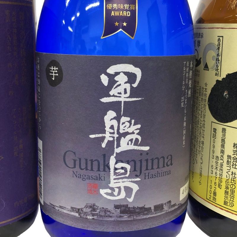 芋焼酎 4本セット 一どん 1800ml + 田苑 500ml + 伊王島 720ml + 軍艦
