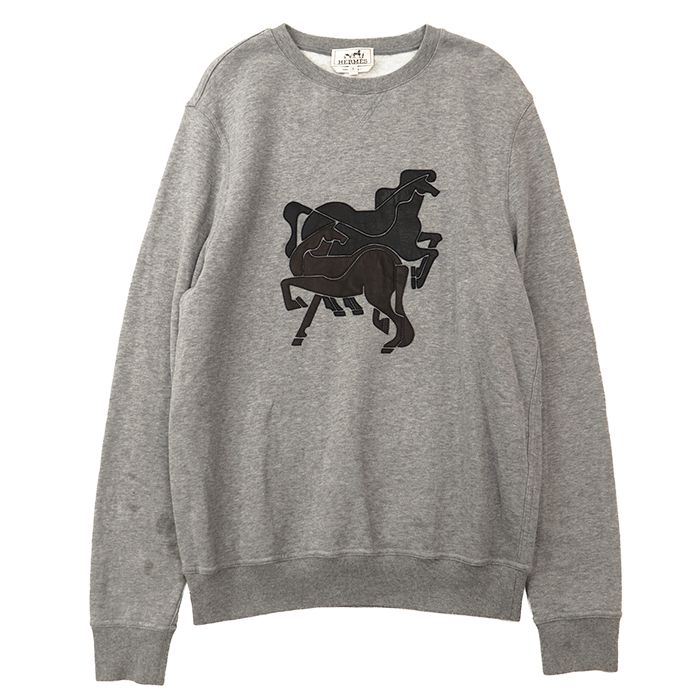 SALE】HERMES エルメス スウェット サイズ S メンズ ホース 馬 レザー