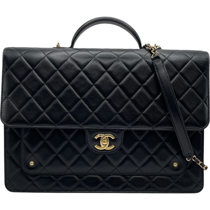 シャネル CHANEL マトラッセ2WAYブリーフケース AS5703 ブラックbGD金具 ラムスキン メンズ ブリーフケース