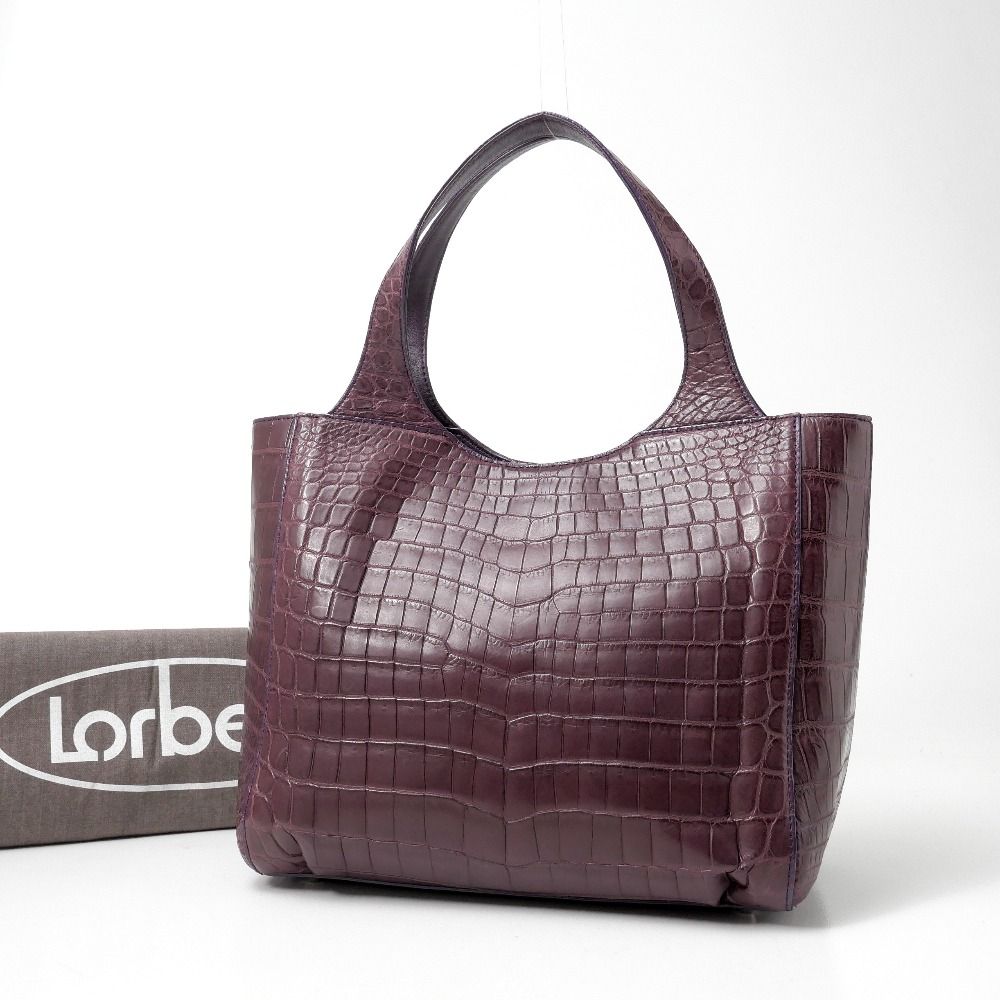 東京クロコダイル【JRA認定】ローベル マットクロコ ハンドバッグ アイボリー □美品□Lorbeer ローベル ハンドバッグ JRA認定 クロコダイル 本ワニ