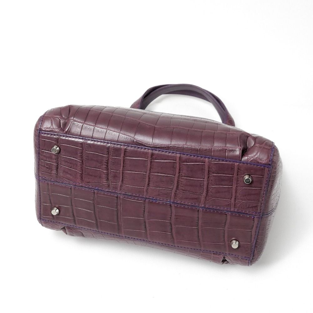 JRA認定 シャインニングクロコ レザー 2way ショルダーバッグ ブラック