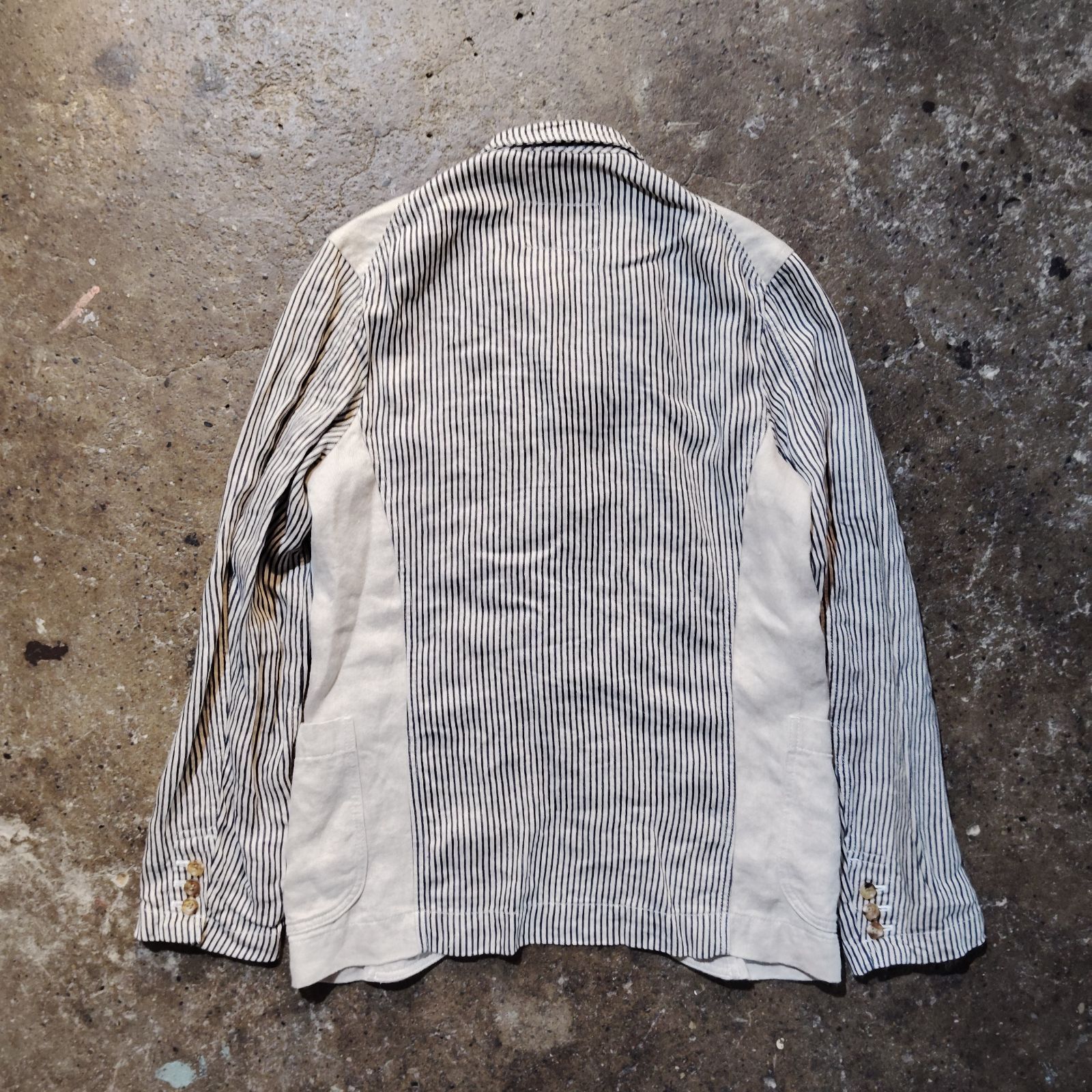 COMME des GARCONS HOMME DEUX 14ss ストライプ切替リネンジャケット