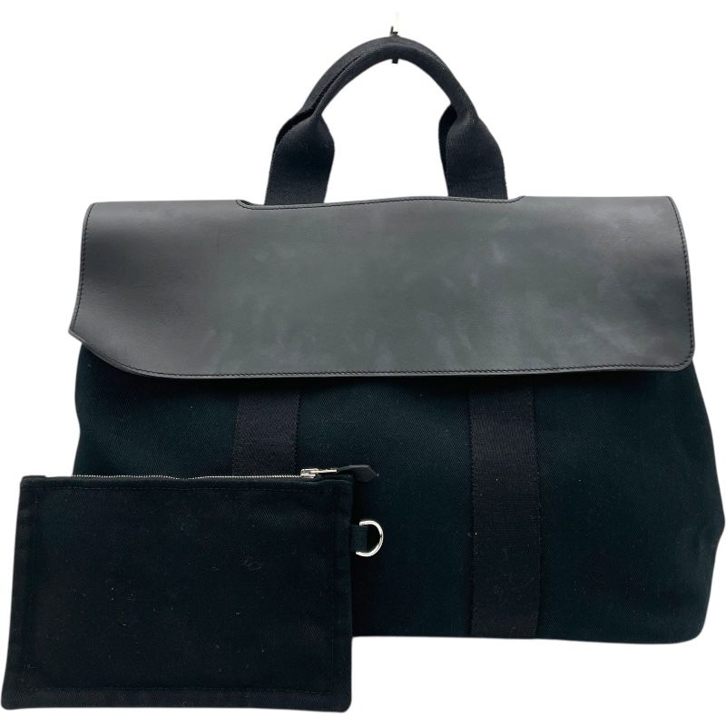 エルメス HERMES ヴァルパラインMM ブラック シルバー金具 トワル メンズ ハンドバッグ