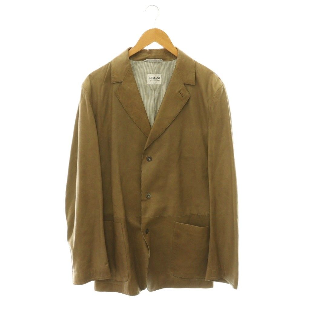アルマーニ コレツィオーニ ARMANI COLLEZIONI レザージャケット 革ジャン ラムレザー テーラード 46 モカブラウン /CX ■GY53