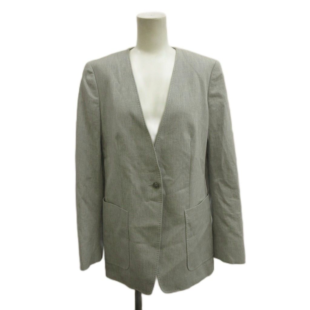 マックスマーラ MAX MARA ジャケット 上着 42 ライトグレー ノーカラー 長袖 シングルブレスト /PP ■GY53 8,175円