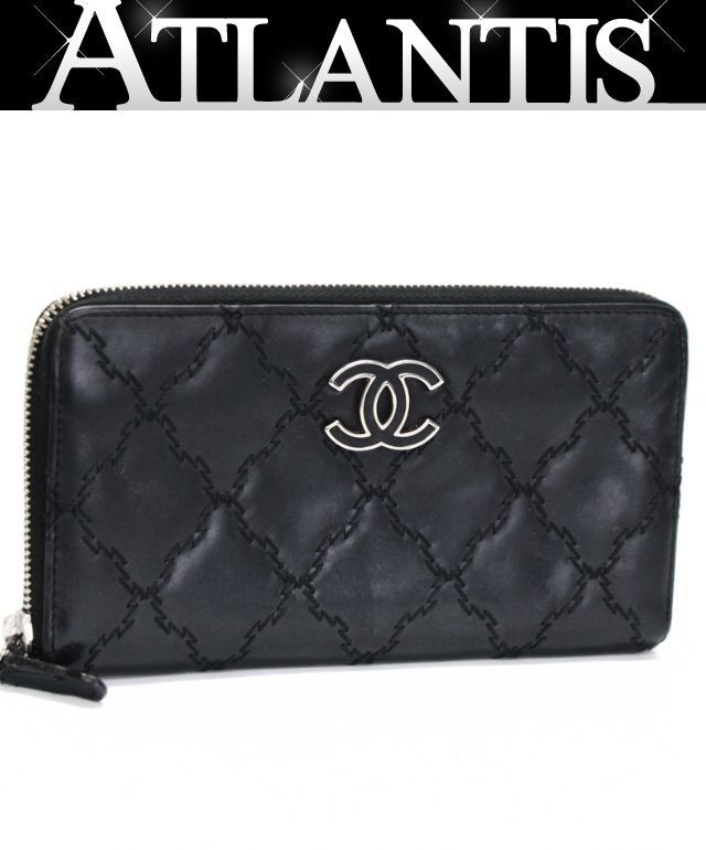 CHANEL シャネル ココマーク ラウンドファスナー長財布 レザー 黒 17