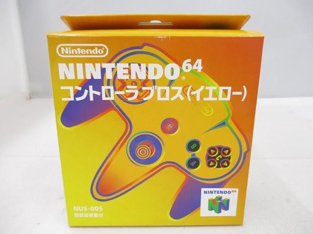 美品 ゲーム NINTENDO 64 アクセサリ-・周辺機器 コントローラー ブロス イエロー 箱付き