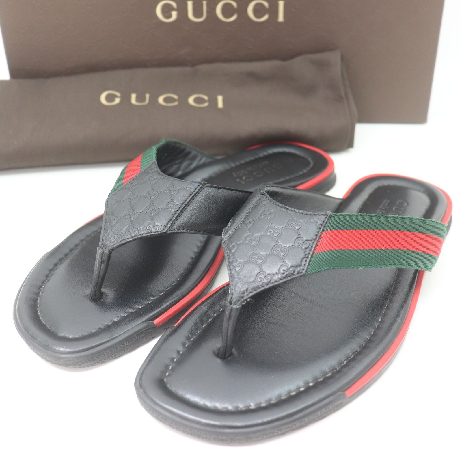 ITRJJ6LJP3E6 GUCCI グッチ シェリーライン レザー サンダル ブラック
