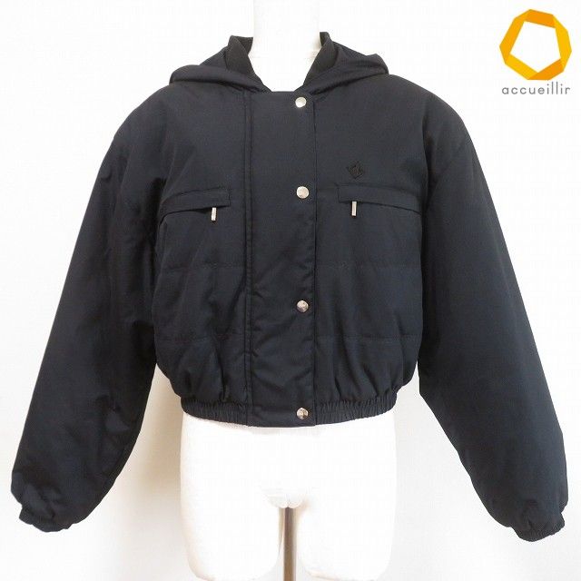 #wnc クリスチャンディオール スポーツ ChristianDior SPORTS ブルゾン ジャケット M 黒 中綿 ショート丈 フード付き レディース [994141]