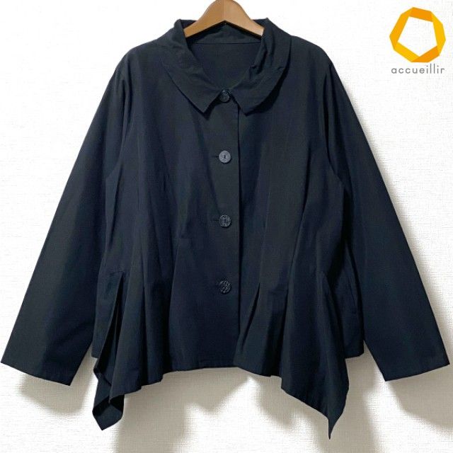 anc ジウセンソユニコ 慈雨 Sensounico ジャケット 40 黒 薄手 フレア