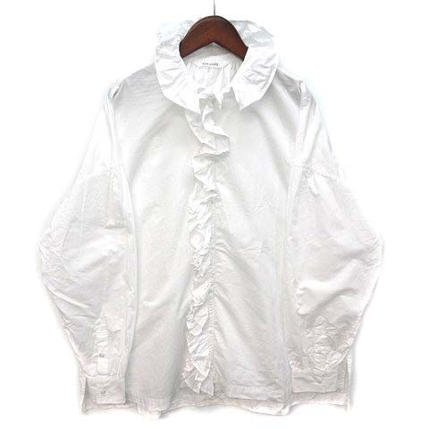 トゥジュー TOUJOURS ラッフル シャツ ブラウス 長袖 コットン Ruffle Shirt ホワイト 白 2