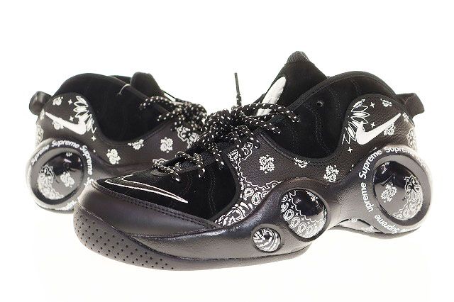 ナイキ NIKE × SUPREME AIR ZOOM FLIGHT 95 SP 27.5cm BLACK DJ8604-001 シュプリーム エア ズーム フライト ペイズリー柄 ブラック 黒 【ブランド古着ベクトル】AA260706