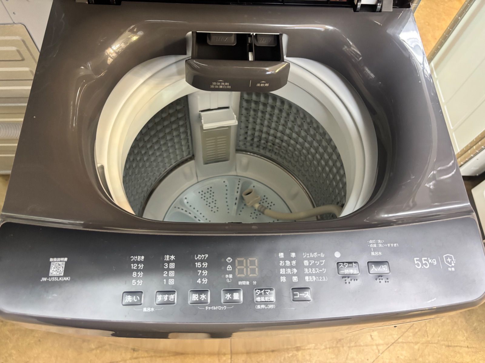 ◇Haier 洗濯機 5.5kg コンパクトタイプ マットブラック JW-U55LK 