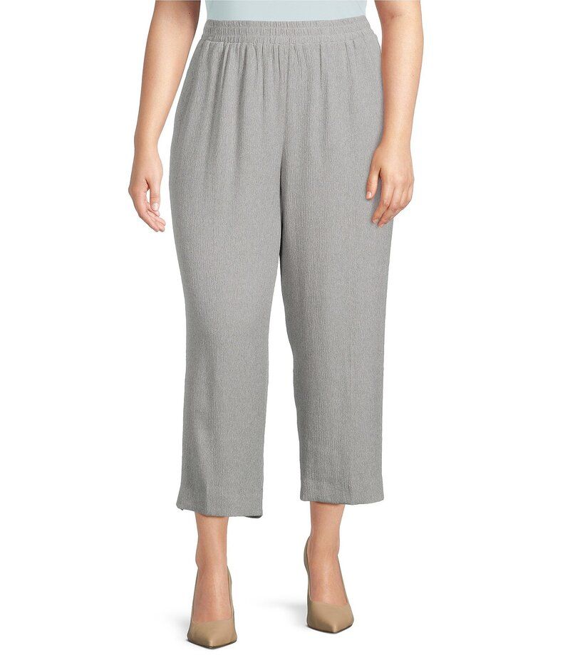 カスパール レディース ボトムス カジュアルパンツ ワイドレッグ プラスサイズ Kasper Plusize Crinkle Pull On Wide Leg Cropants Heather Gre 20,986円