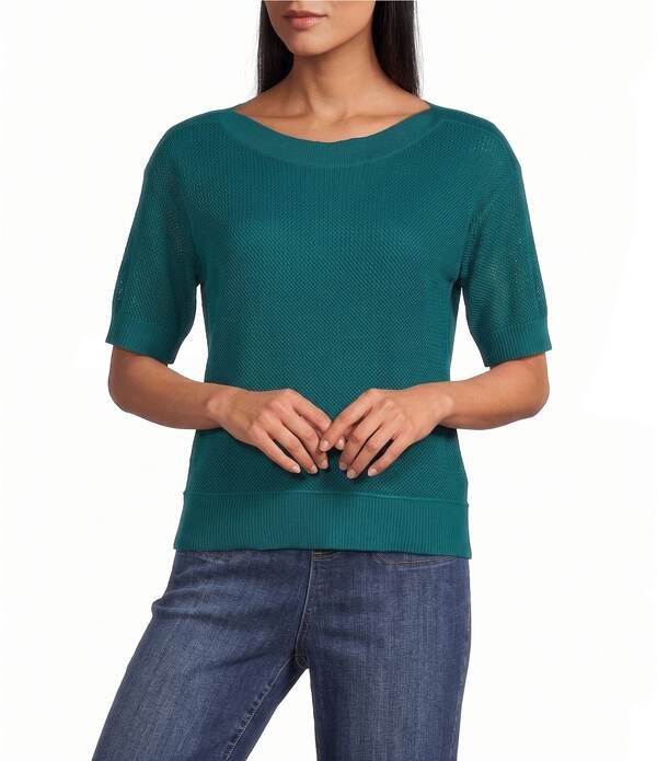 ウエストバウンド レディース トップス Tシャツ プチ Westbound Petite Size Short Sleeve Boat Neck Top Alexandrite