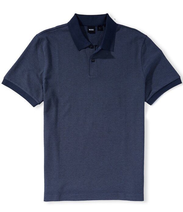 ヒューゴボス メンズ トップス シャツ Hugo Boss BubbleStructure Short Sleeve Polo Shirt Dark Blue ブルー