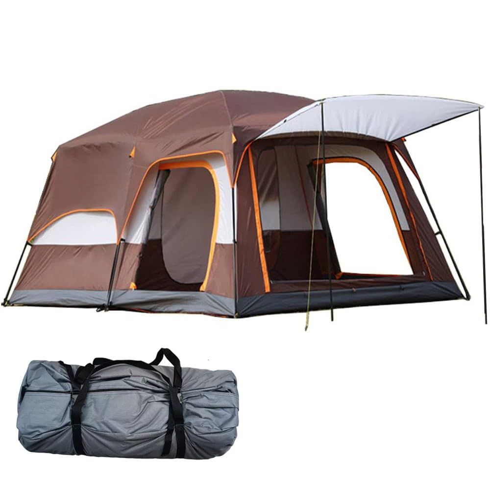 Fengzel Outdoor キャノピーテント リビング+２ルーム付き 4-6人/8-12人用 快適な居心地 防雨 日よけ 家族連れ 友達多人用 二重構造 前室付き アウトドア キャンプ 大型 ファミリーテント (奥行き430*幅305*高さ200cm(8-