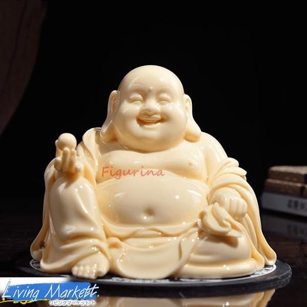 七福神 布袋 置物 陶器製 (高さ9cm×巾10cm)ミニチュア仏像縁起物◇商売