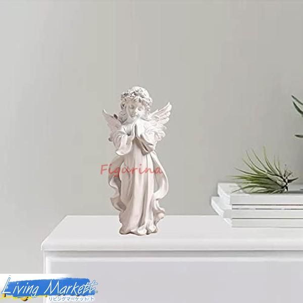 ホワイト樹脂祈りエンジェルガール置物寝ている彫刻コレクション， 高
