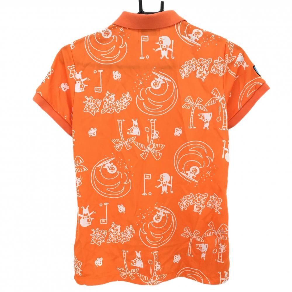 Munsingwear ゴルフ ポロシャツ オレンジ L 超美品】マンシングウェア 半袖ポロシャツ オレンジ×白 ヤシの木柄