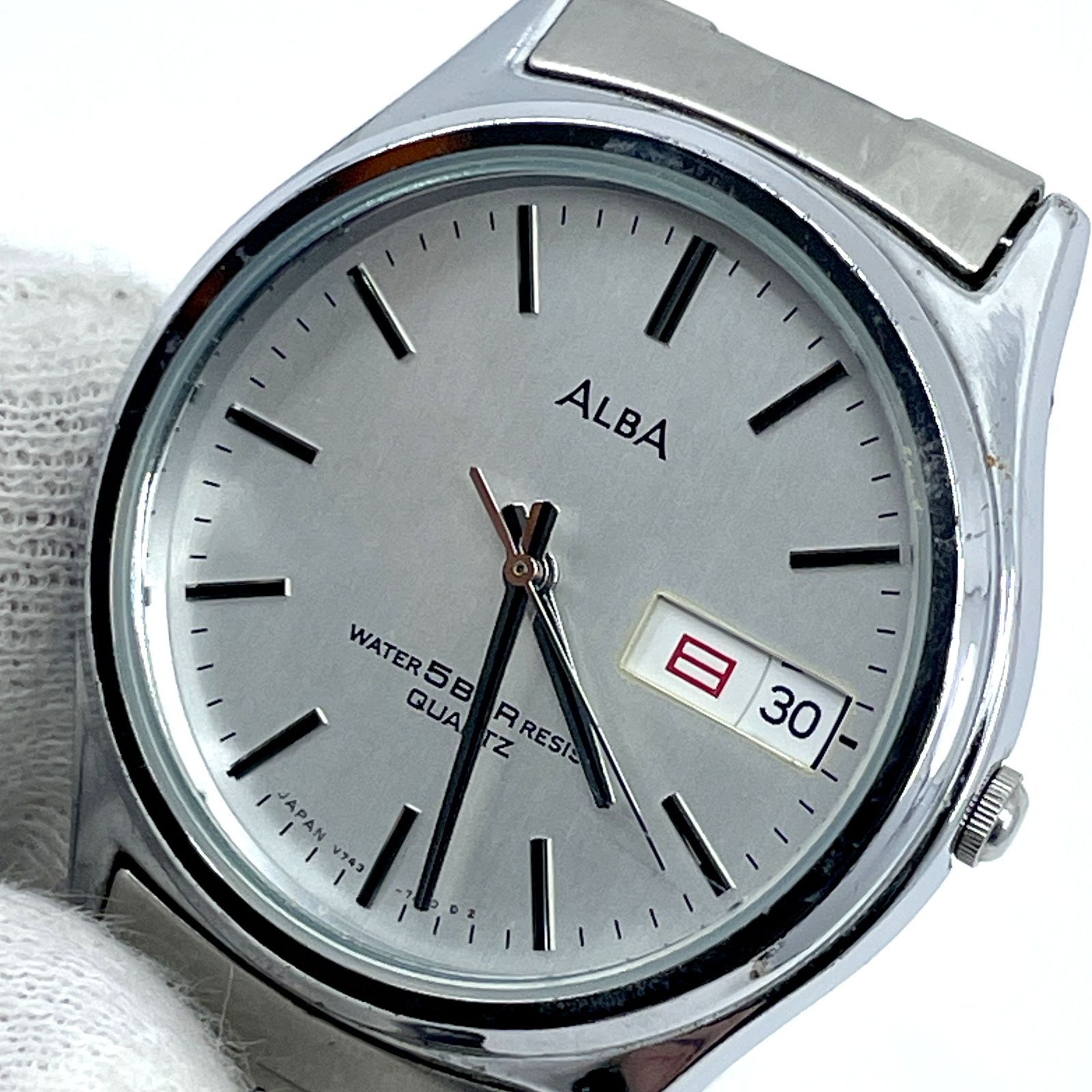 動作未確認 SEIKO セイコー ALBA アルバ V743-7A00 シルバー メンズ 
