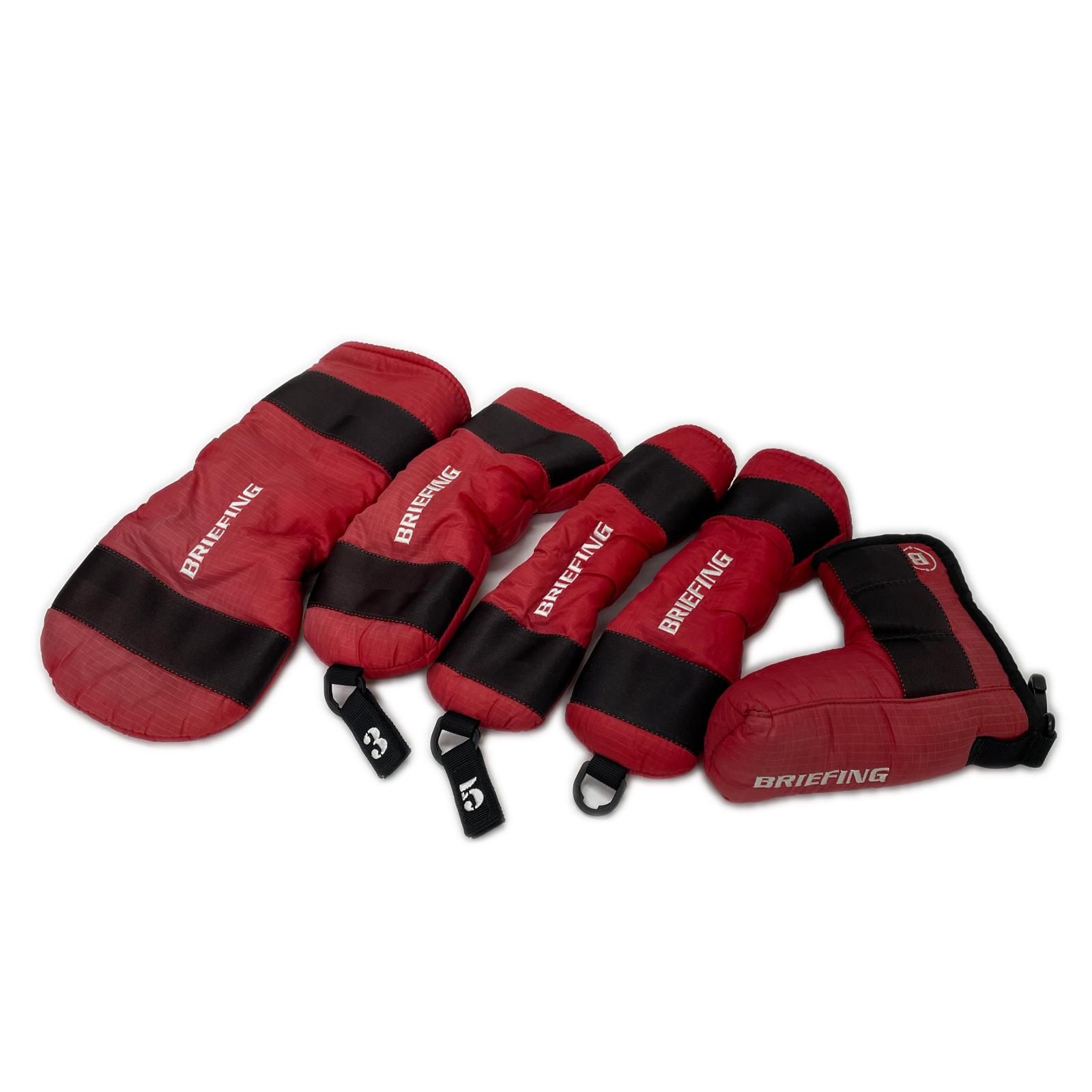 中古 ブリーフィング BRIEFING ヘッドカバー レッド 赤 訳あり 5点セット DR/FW/UT/パター