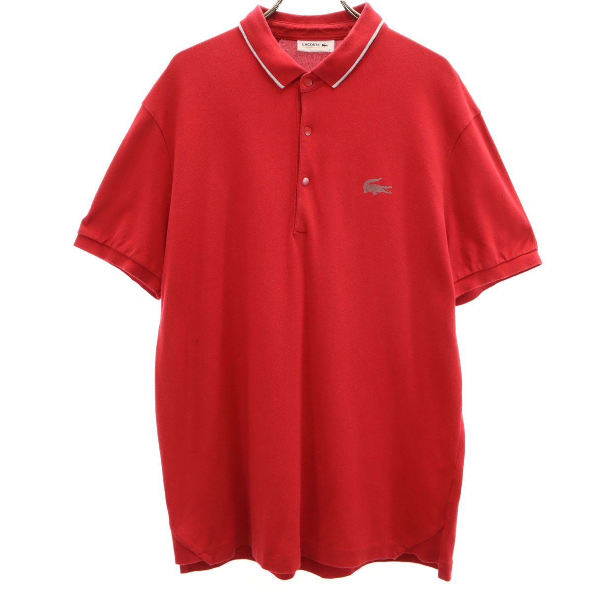 LACOSTE ラコステ 日本製 半袖 ポロシャツ 5 レッド 鹿の子地 メンズ