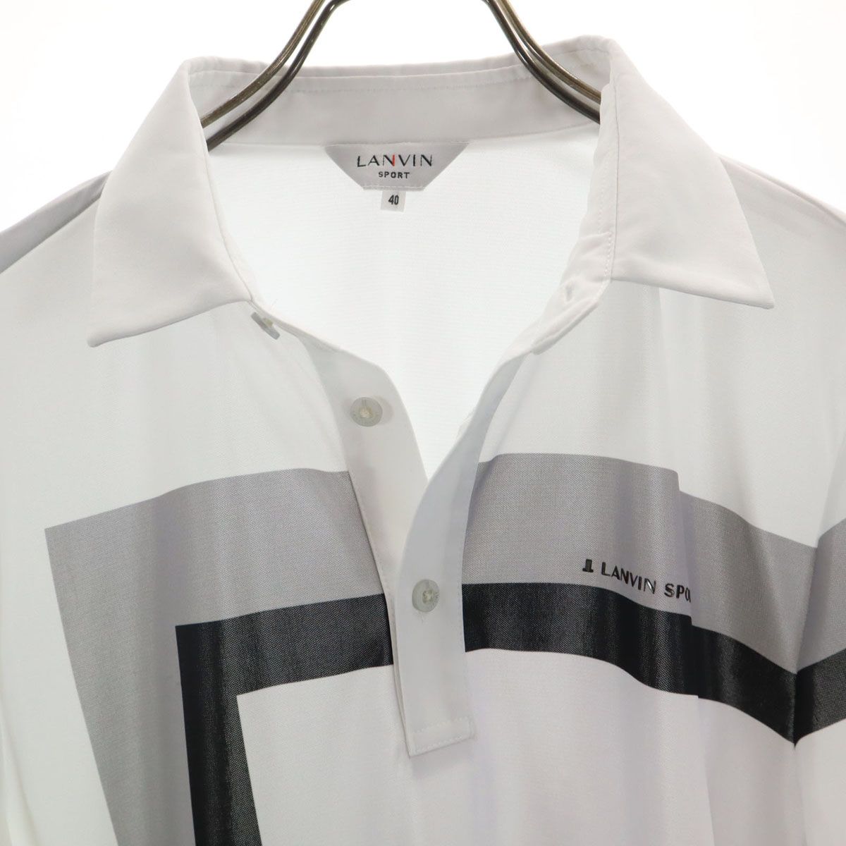 LANVIN SPORT 長袖 ポロシャツ サイズ40 LANVIN SPORT ランバンスポール ゴルフ 長袖 ポロシャツ 40 ホワイト