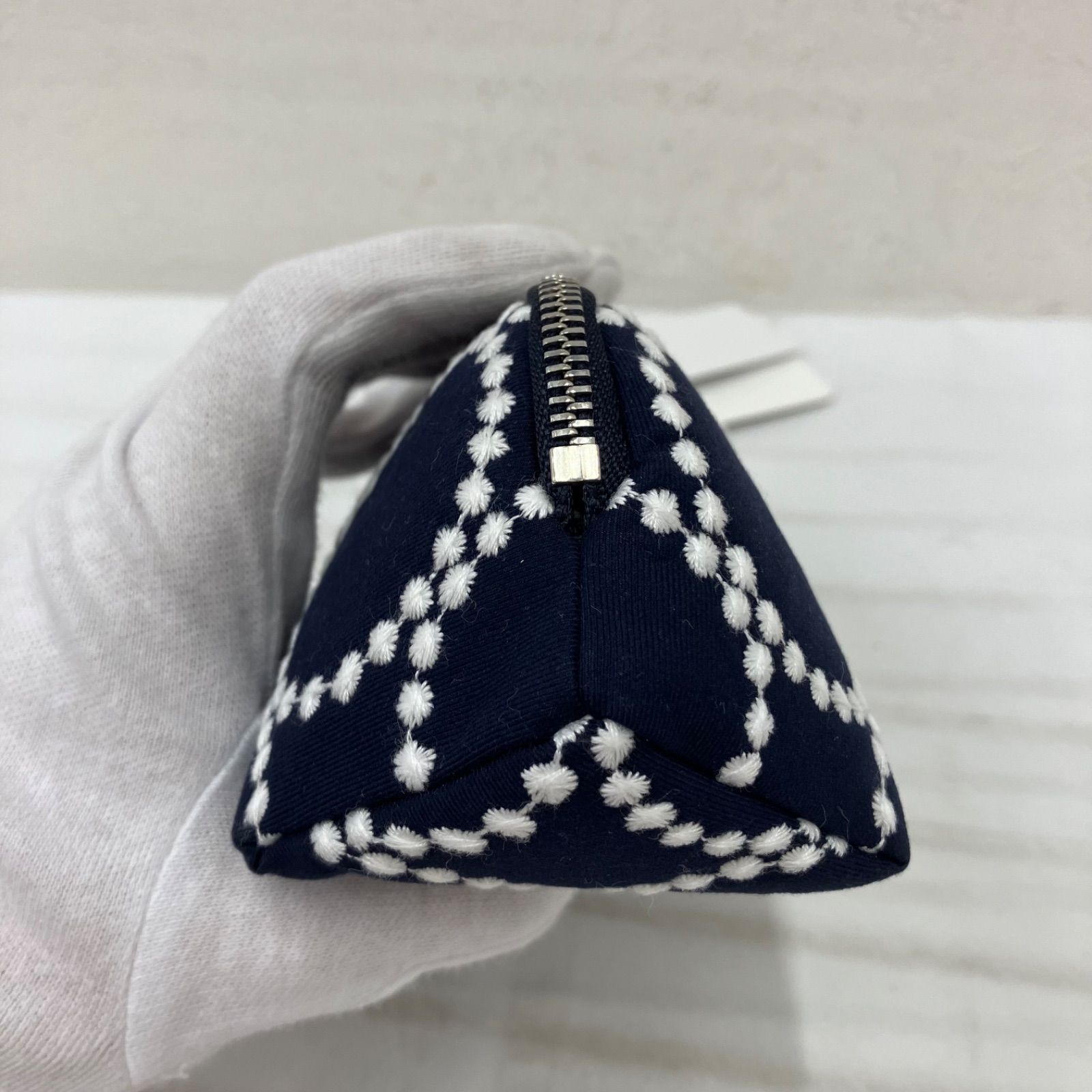 ★完成品【マルチケース】ミナペルホネン タンバリン navy × white 3367 【美品】 mina perhonen ミナペルホネン タグ付き ポーチ