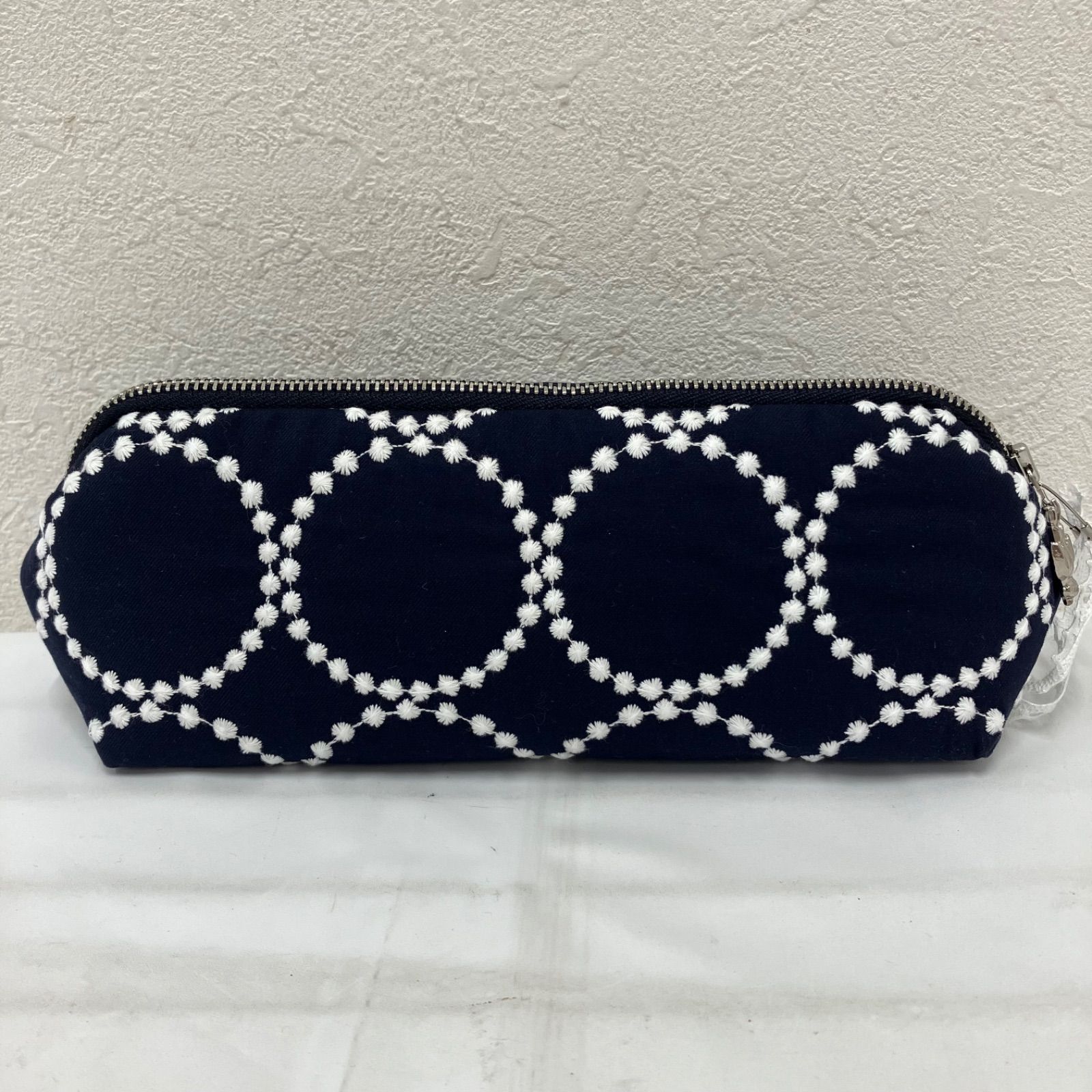 【マルチケース】ミナペルホネン タンバリン navy × light blue 3367 【美品】 mina perhonen ミナペルホネン タグ付き ポーチ