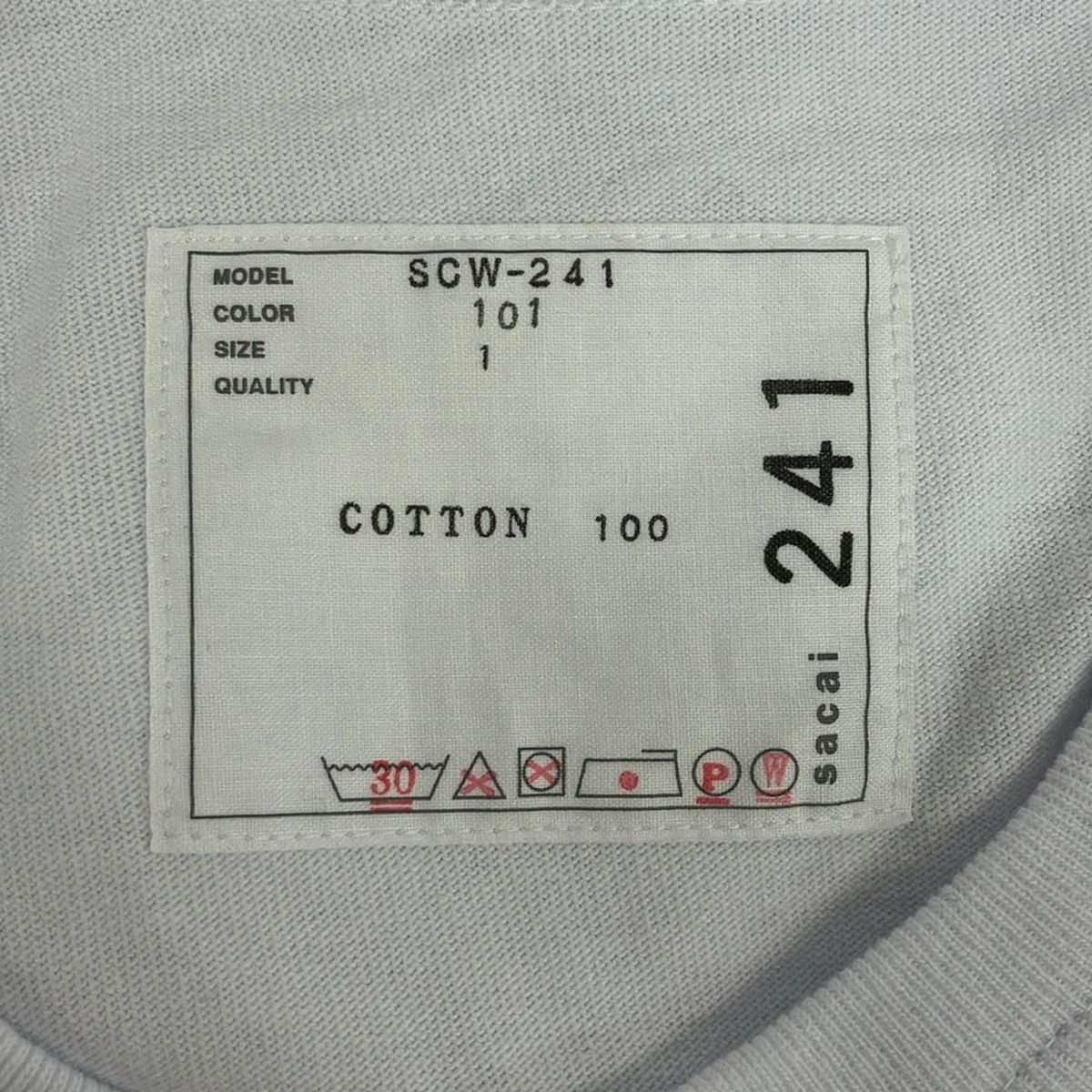 こ*ん様 sacai SCW-241 ホワイト Tシャツ サイズ1 Sacai(サカイ) 半袖Tシャツ サイズ1 S レディース美品 - SCW-241 白