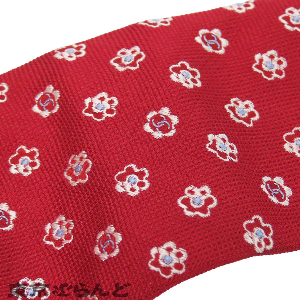 CHANEL ネクタイ ブラック レッド 花柄 ココマーク CHANEL ネクタイ ブラック レッド 花柄 ココマーク シャネル CHANEL