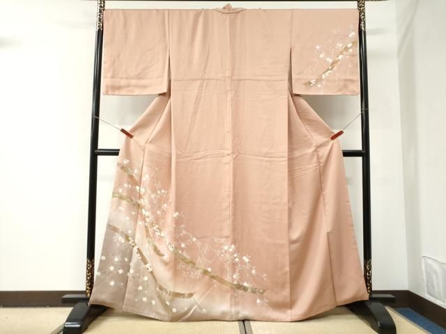平和屋着物●訪問着　刺繍　鬘帯枝花文　暈し染め　金彩　そごう扱い　正絹　逸品　CABI2965yc