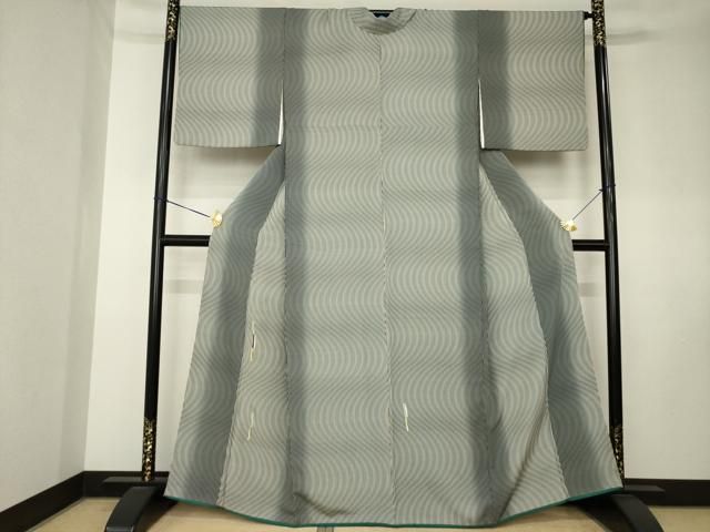 平和屋着物●訪問着　刺繍　流水文　背抜き仕立て　正絹　逸品　AABK8504ck