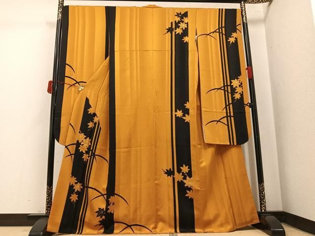 平和屋着物●豪華振袖　楓間道　金彩　正絹　逸品　AABK5287ph