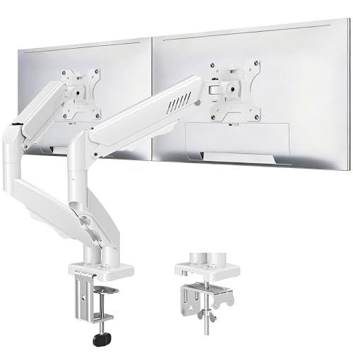 MOUNTUP モニターアーム デュアル 耐荷重2?8kg 32インチ対応 液晶ディスプレイアーム 2画面 白 ガス圧式 クランプ グロメット式 VESA対応 75x75mm 100×100mm ホワイト送料無料 71ff8371
