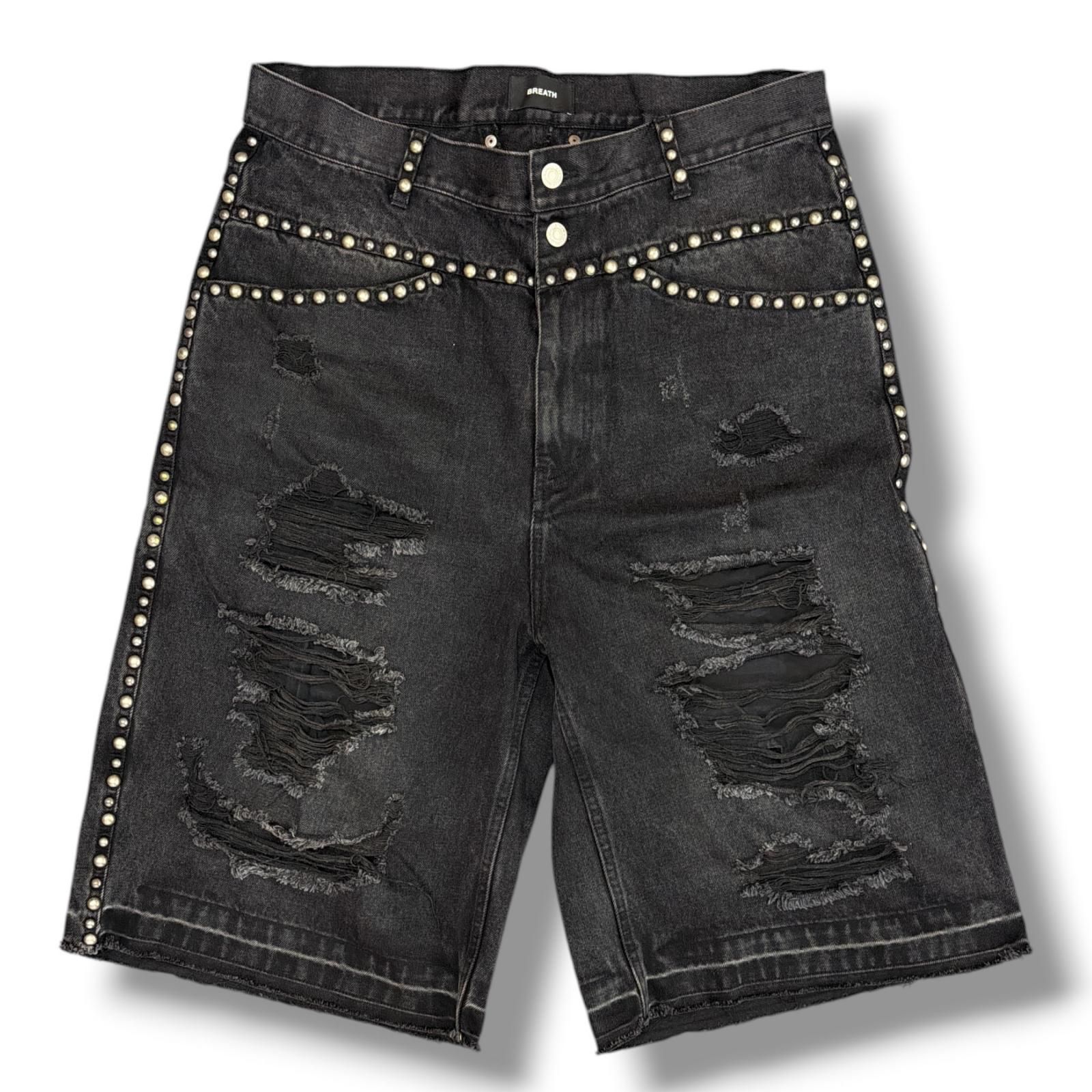 参考上代41800円 BREATH 25SS SUICIDE STUDS WIDE DENIM SHORTS
