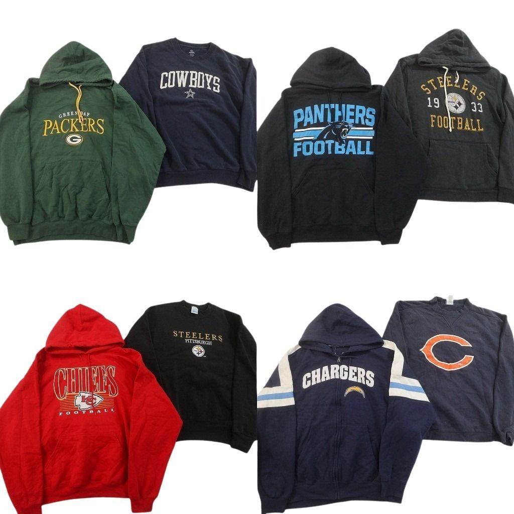 古着卸 まとめ売り プロチーム スウェット 8枚セット ( メンズ L) フーディー ジップパーカー MLB シカゴカブス 中古 古着 NF5813