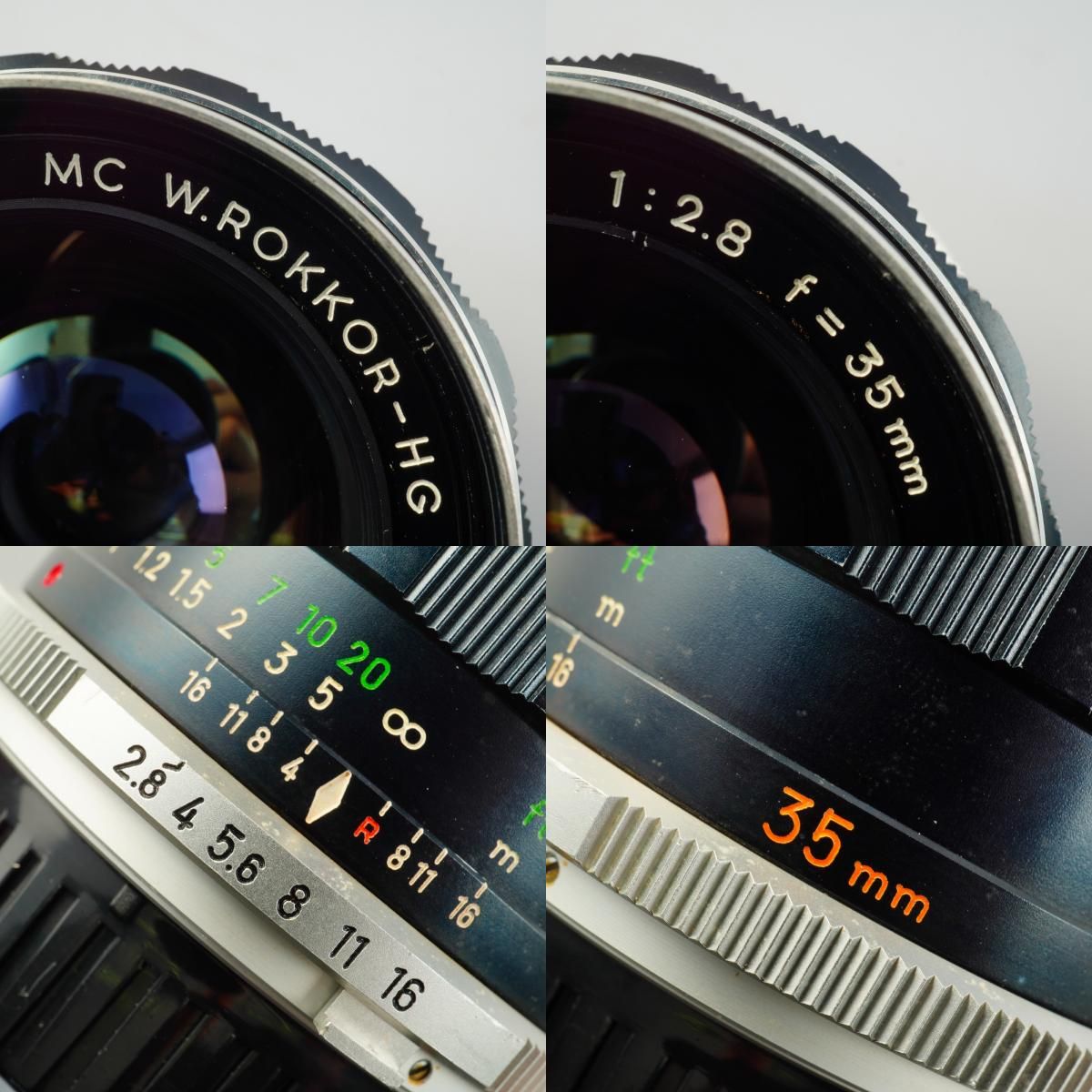 Serviced】 MINOLTA ミノルタ MC W.ROKKOR-HG 35mm F/2.8 単焦点レンズ